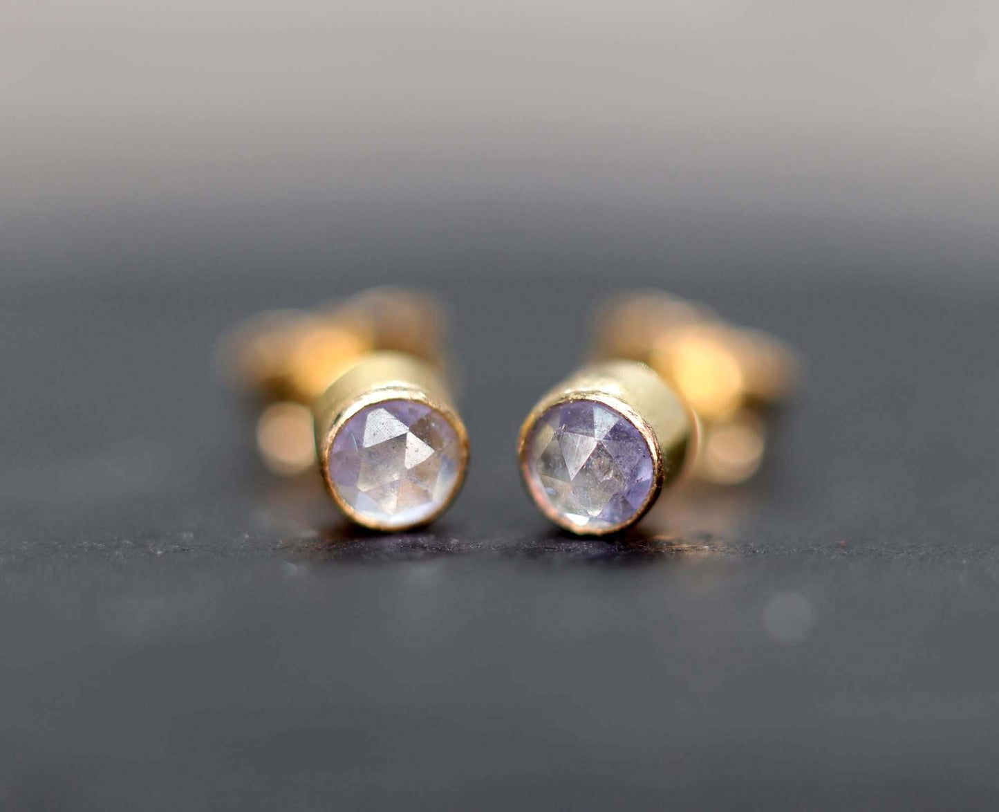 Tiny Tanzanite Stud Earrings, Single or Pair