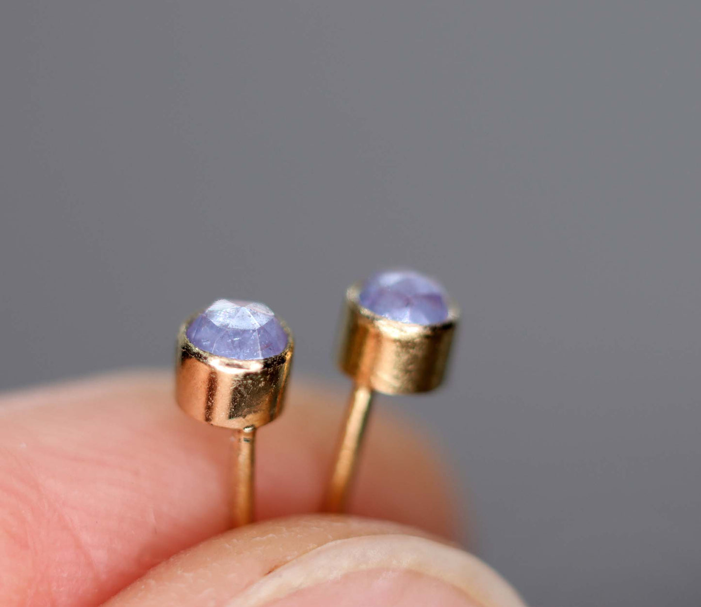 Tiny Tanzanite Stud Earrings, Single or Pair