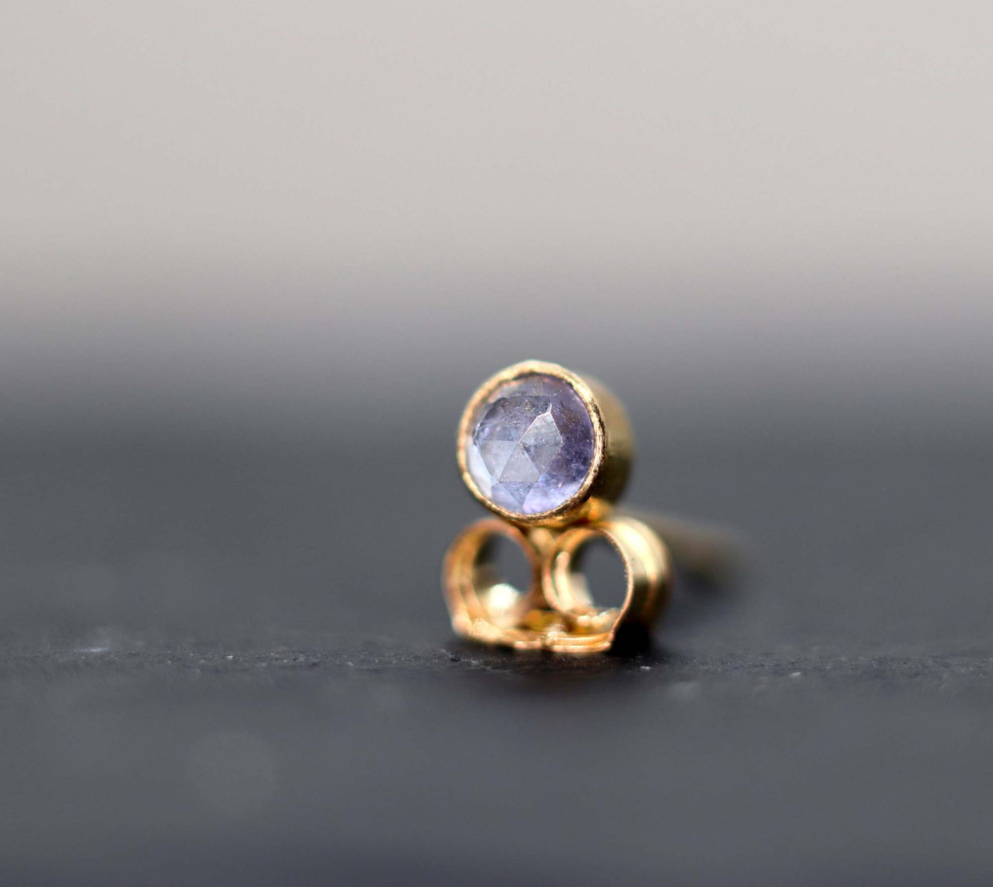 Tiny Tanzanite Stud Earrings, Single or Pair