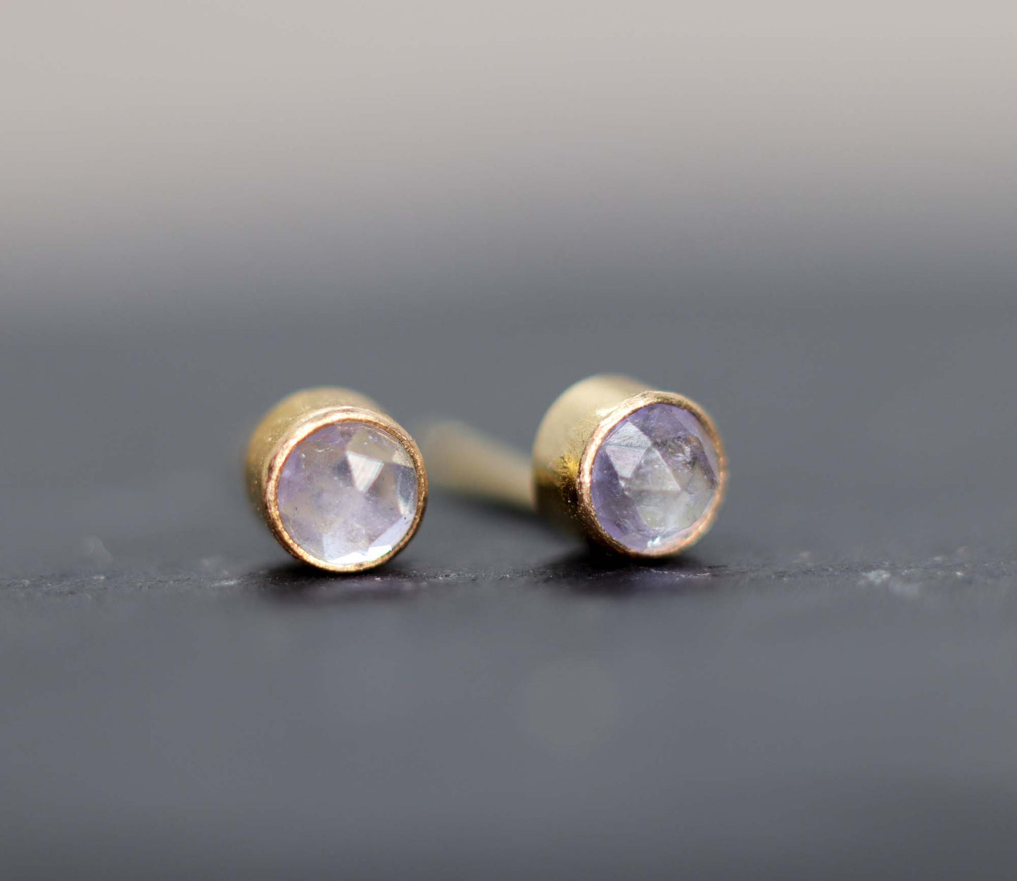 Tiny Tanzanite Stud Earrings, Single or Pair