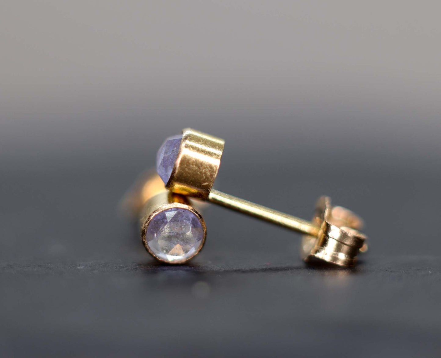 Tiny Tanzanite Stud Earrings, Single or Pair