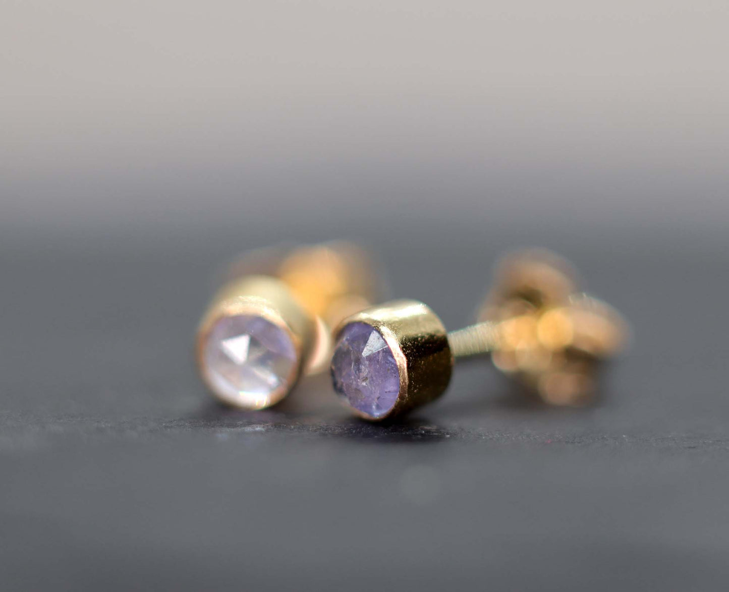 Tiny Tanzanite Stud Earrings, Single or Pair