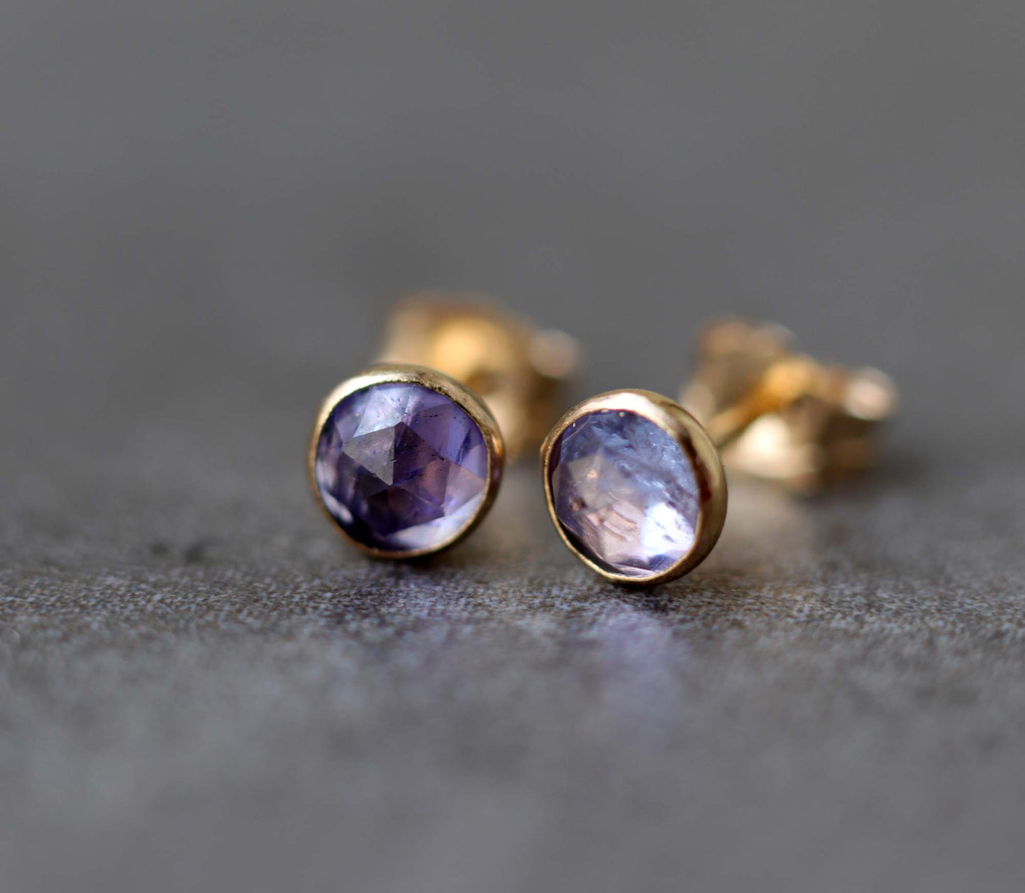 Rose Cut Tanzanite Stud Earrings