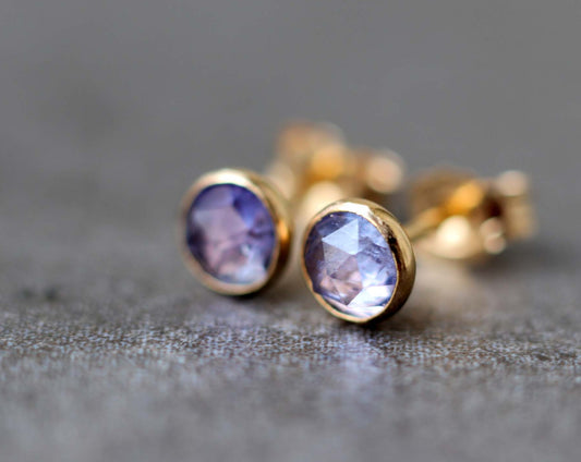 Rose Cut Tanzanite Stud Earrings