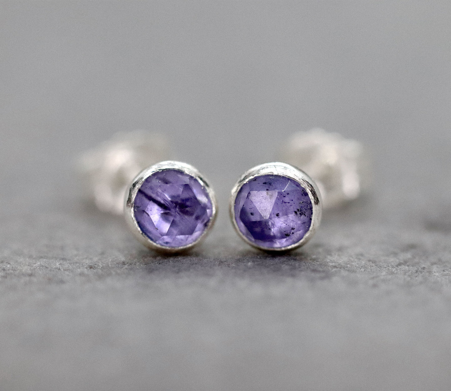 Rose Cut Tanzanite Stud Earrings