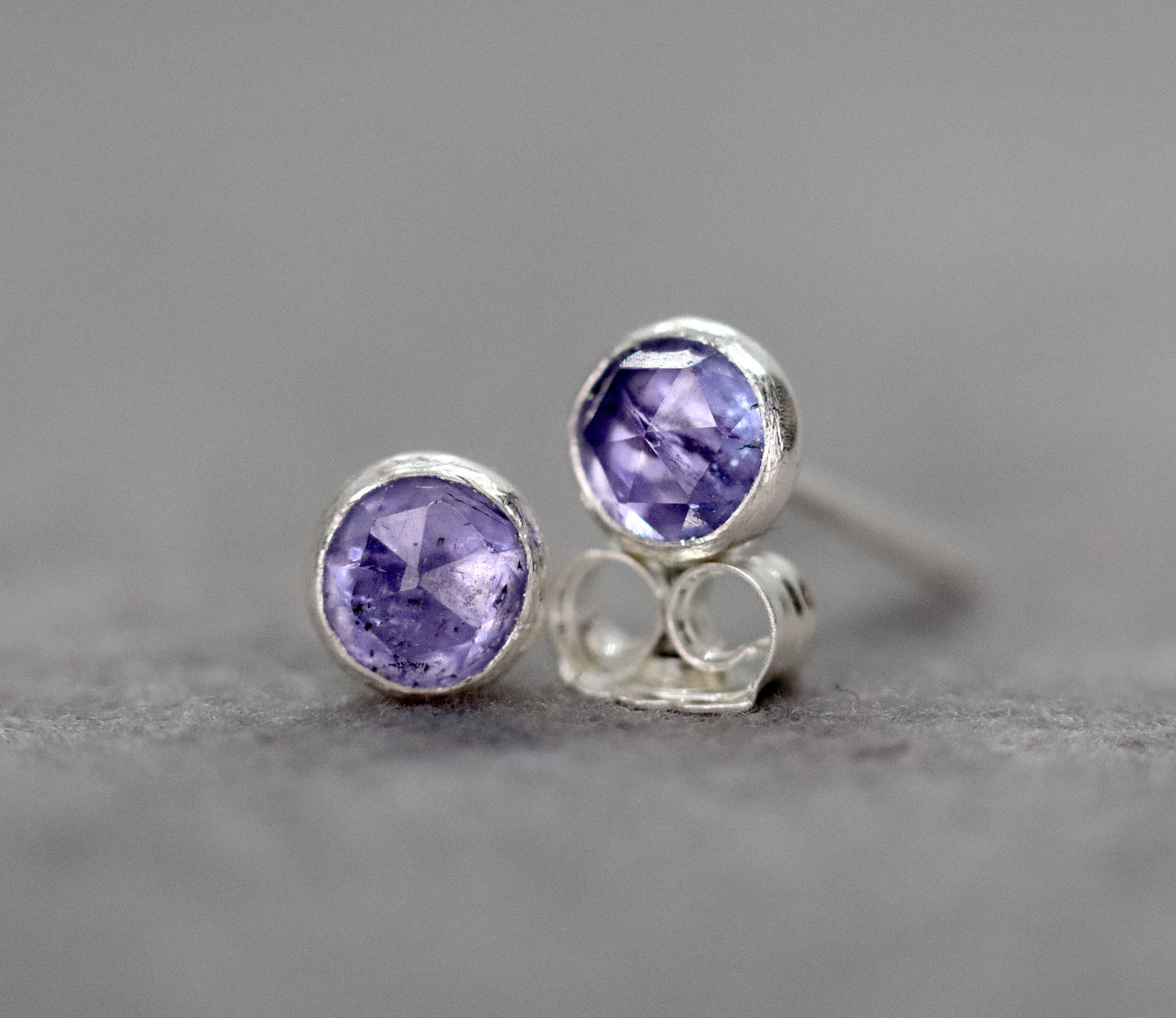 Rose Cut Tanzanite Stud Earrings