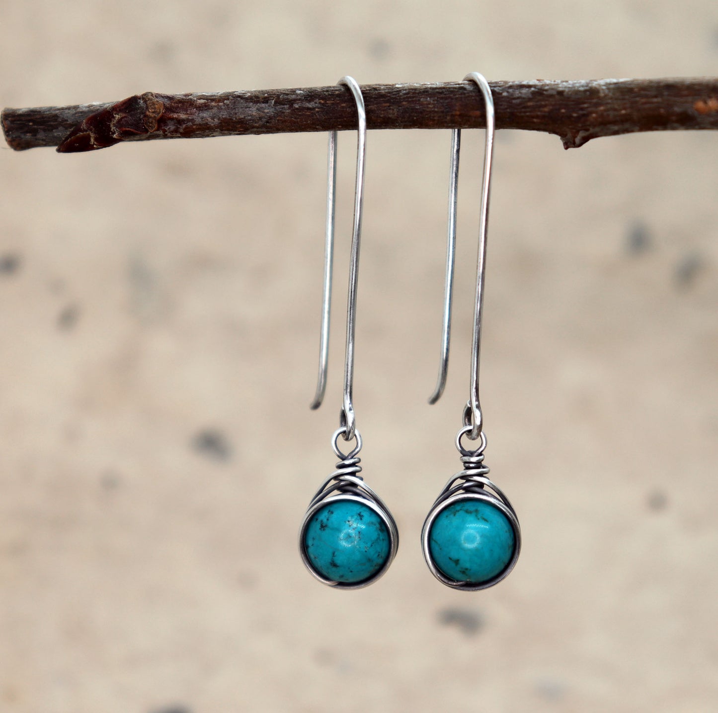 Long Dangle Turquoise Earrings