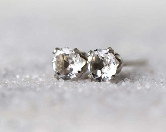 White Topaz Stud Earrings